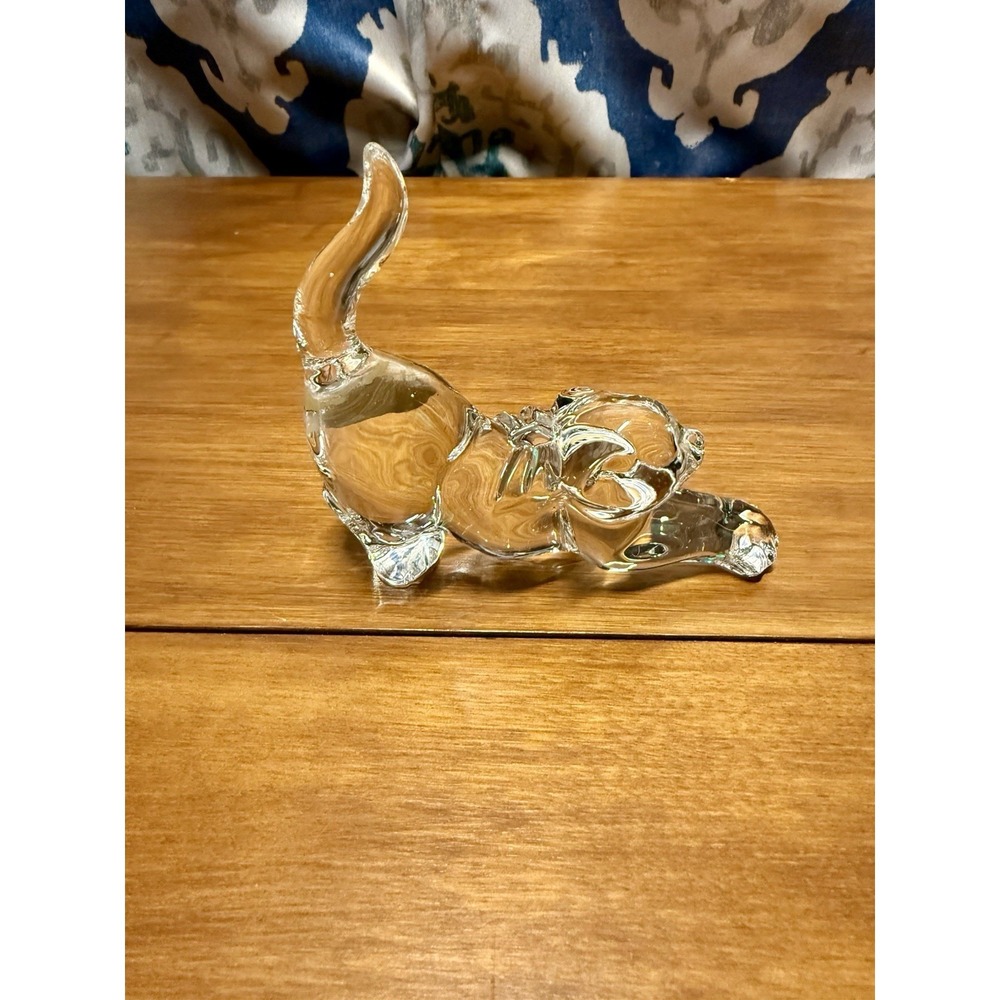VTG Lenox Crystal /Glass Cat Miniature Figurine - 3.75" H With Sticker - Picture 3 of 10